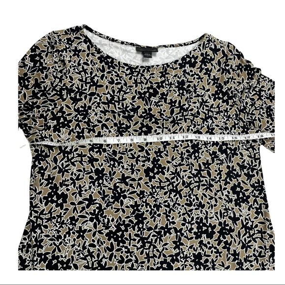 J. Jill Wearable Black Floral Stretch Midi Shift Dress Handkerchief Hem Small - Picture 4 of 7